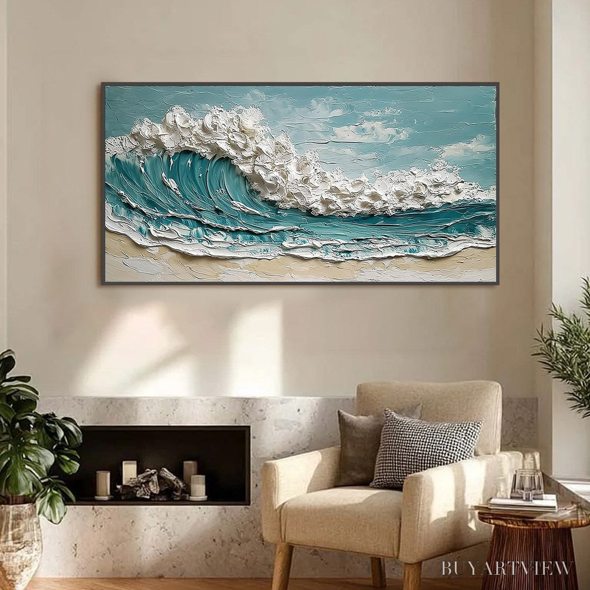 ARTOVITAS Tidal Crest – Textured Impasto Ocean Wave Painting - image 2