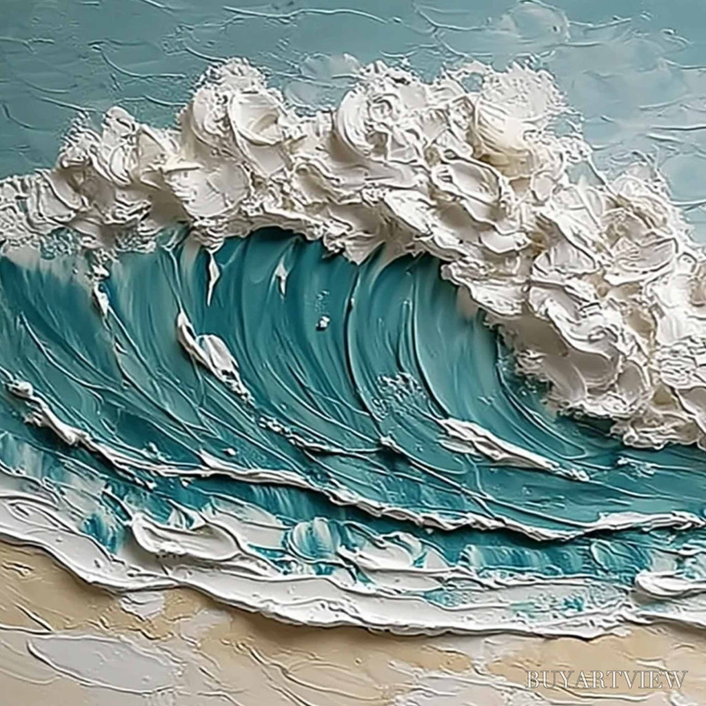 ARTOVITAS Tidal Crest – Textured Impasto Ocean Wave Painting - image 3