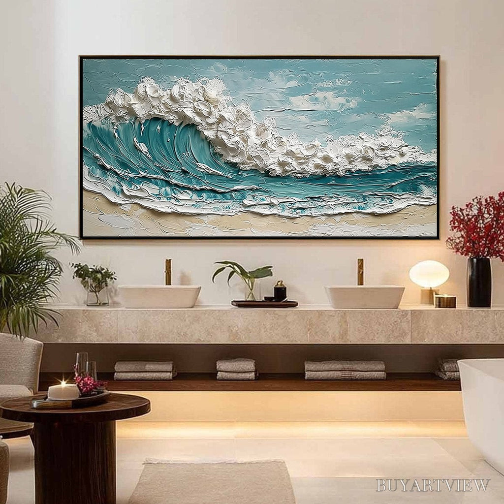 ARTOVITAS Tidal Crest – Textured Impasto Ocean Wave Painting - image 4