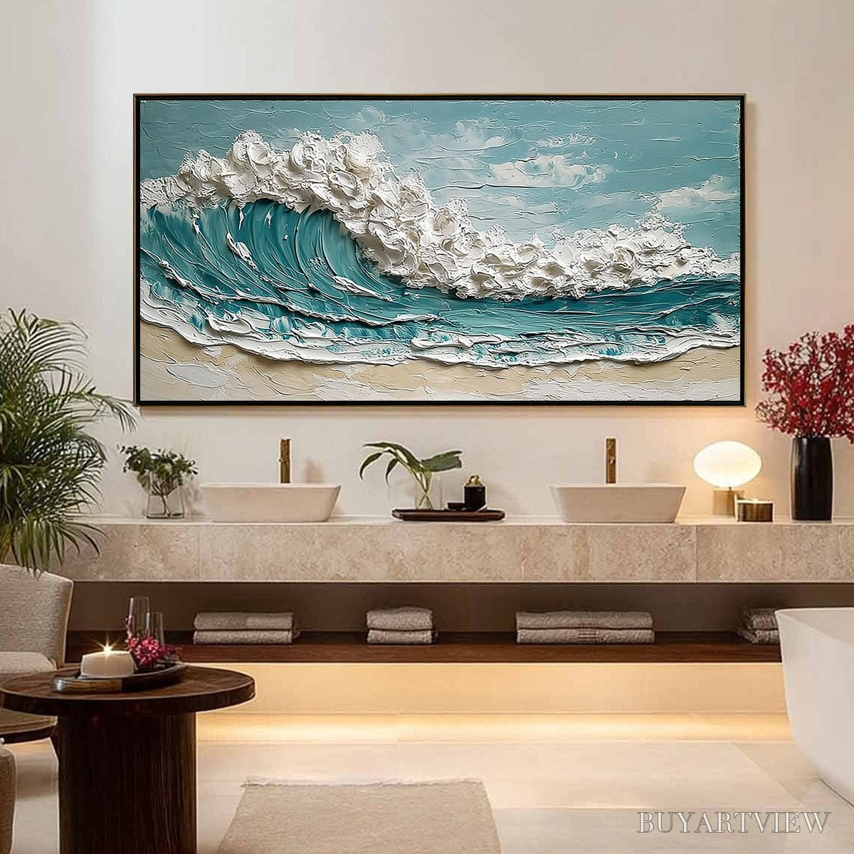 ARTOVITAS Tidal Crest – Textured Impasto Ocean Wave Painting - image 4