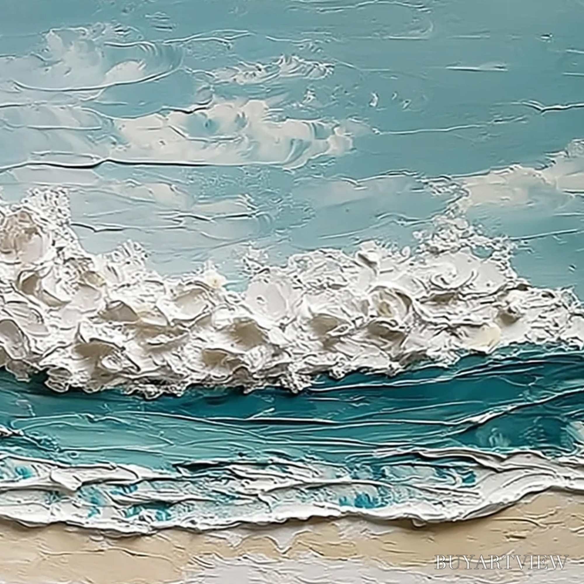 ARTOVITAS Tidal Crest – Textured Impasto Ocean Wave Painting - image 5