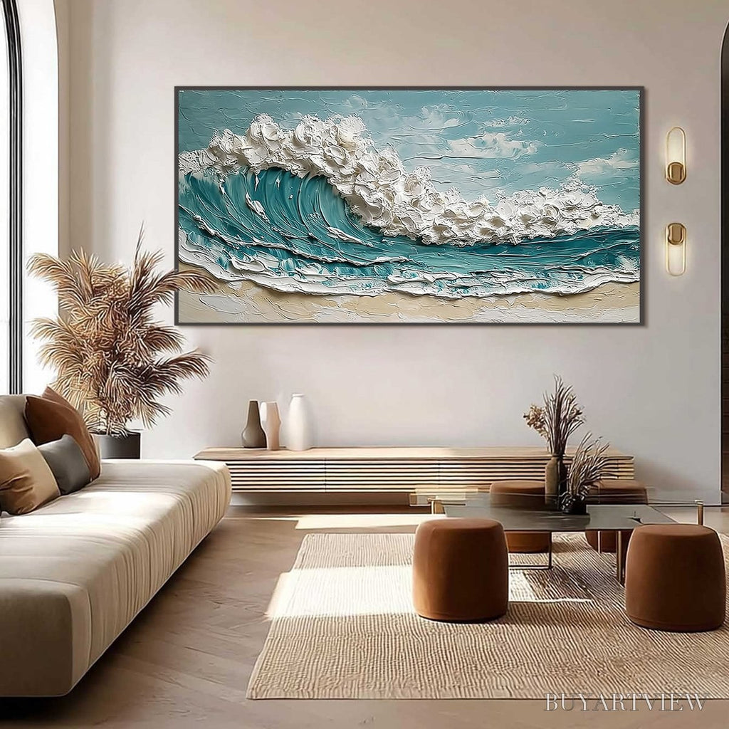 ARTOVITAS Tidal Crest – Textured Impasto Ocean Wave Painting - image 6
