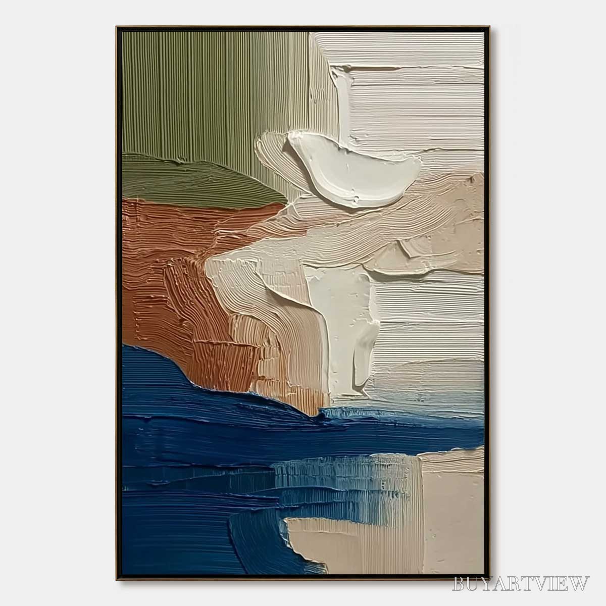 ARTOVITAS Coastal Strata – Textured Wabi Sabi Abstract Seascape Painting - image 1