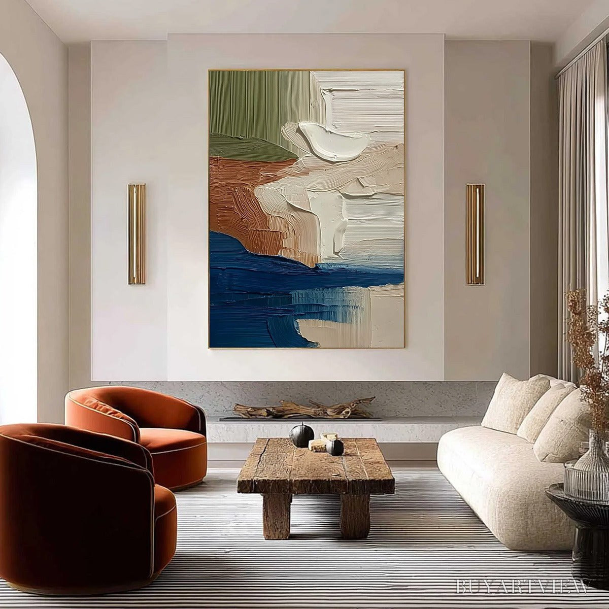 ARTOVITAS Coastal Strata – Textured Wabi Sabi Abstract Seascape Painting - image 2