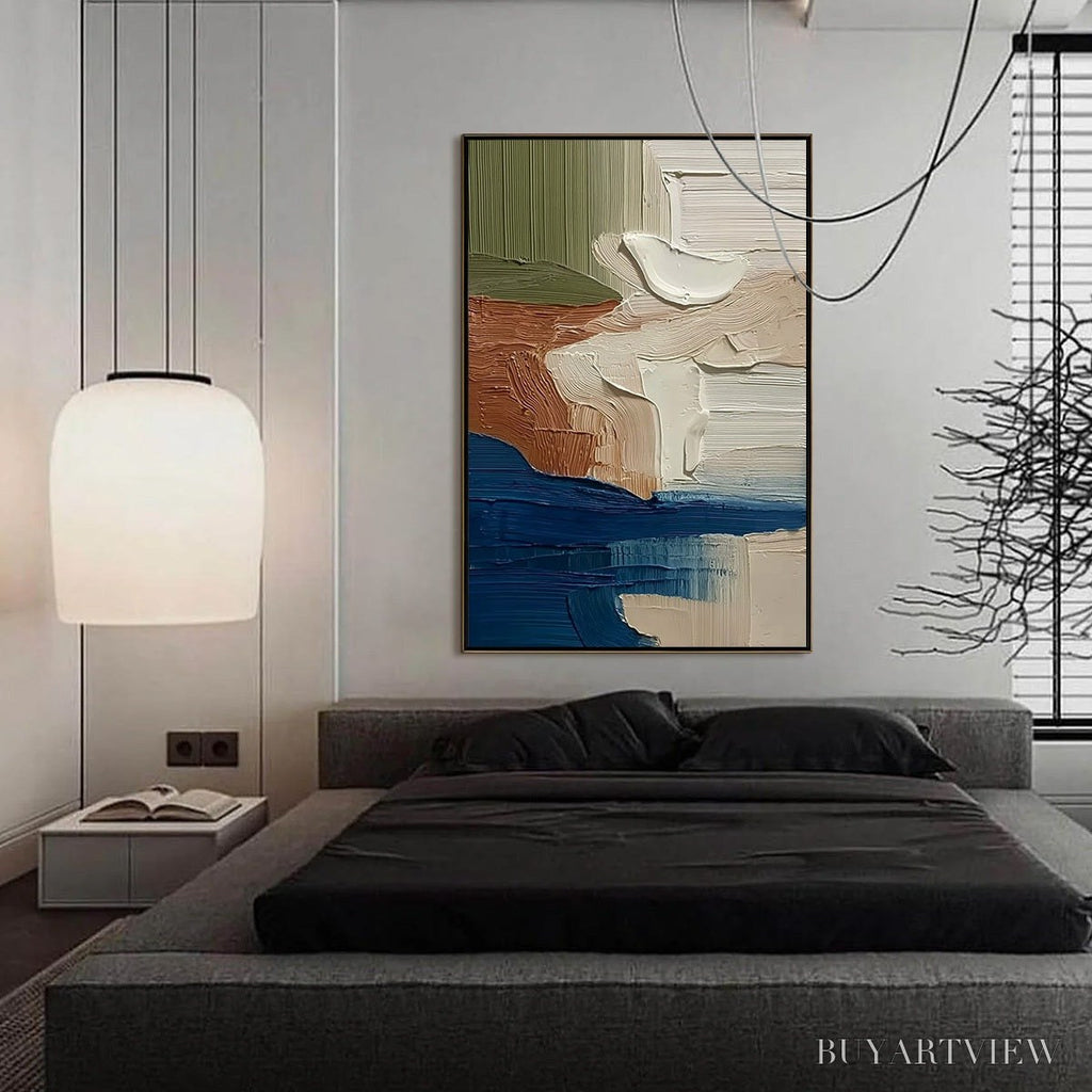 ARTOVITAS Coastal Strata – Textured Wabi Sabi Abstract Seascape Painting - image 4