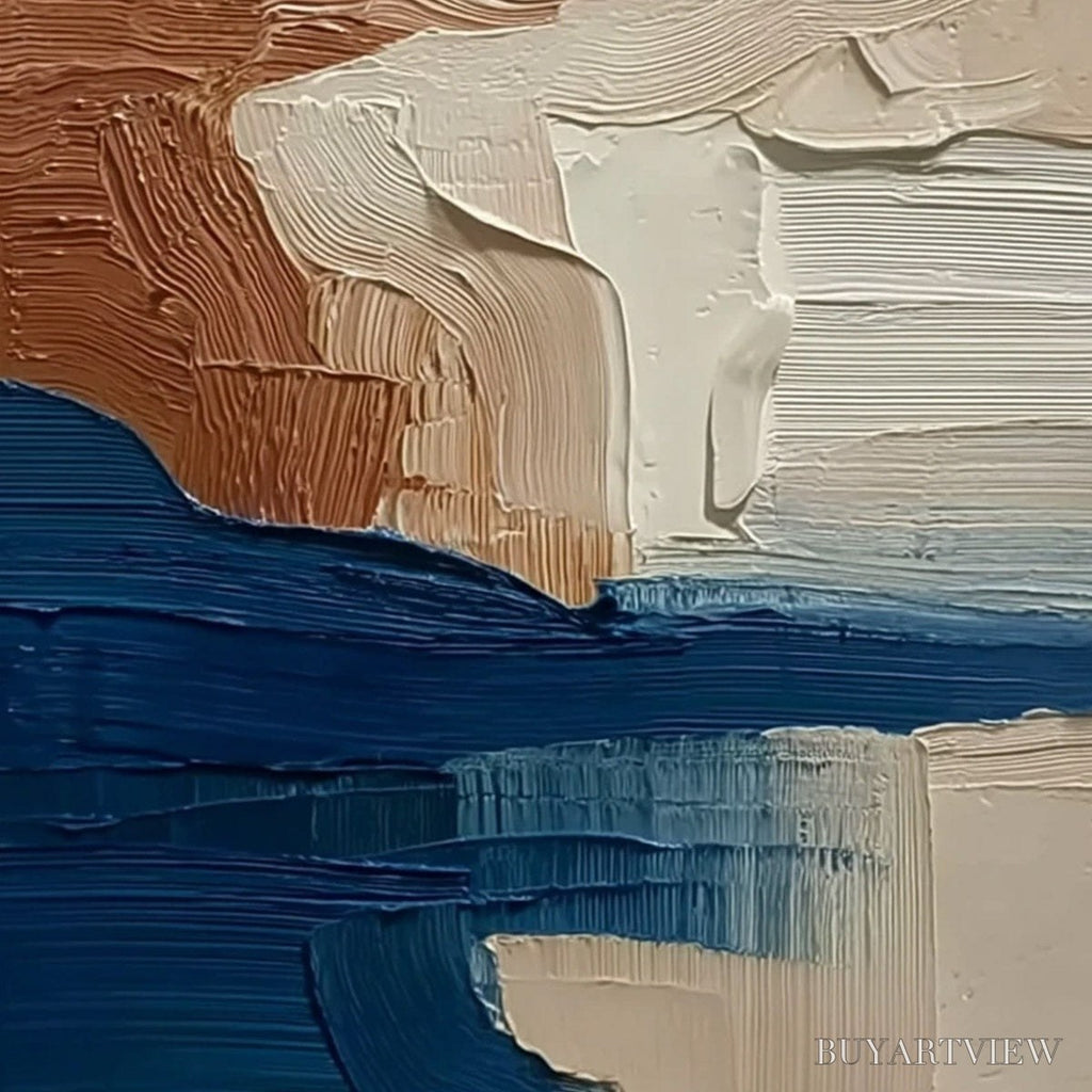ARTOVITAS Coastal Strata – Textured Wabi Sabi Abstract Seascape Painting - image 5