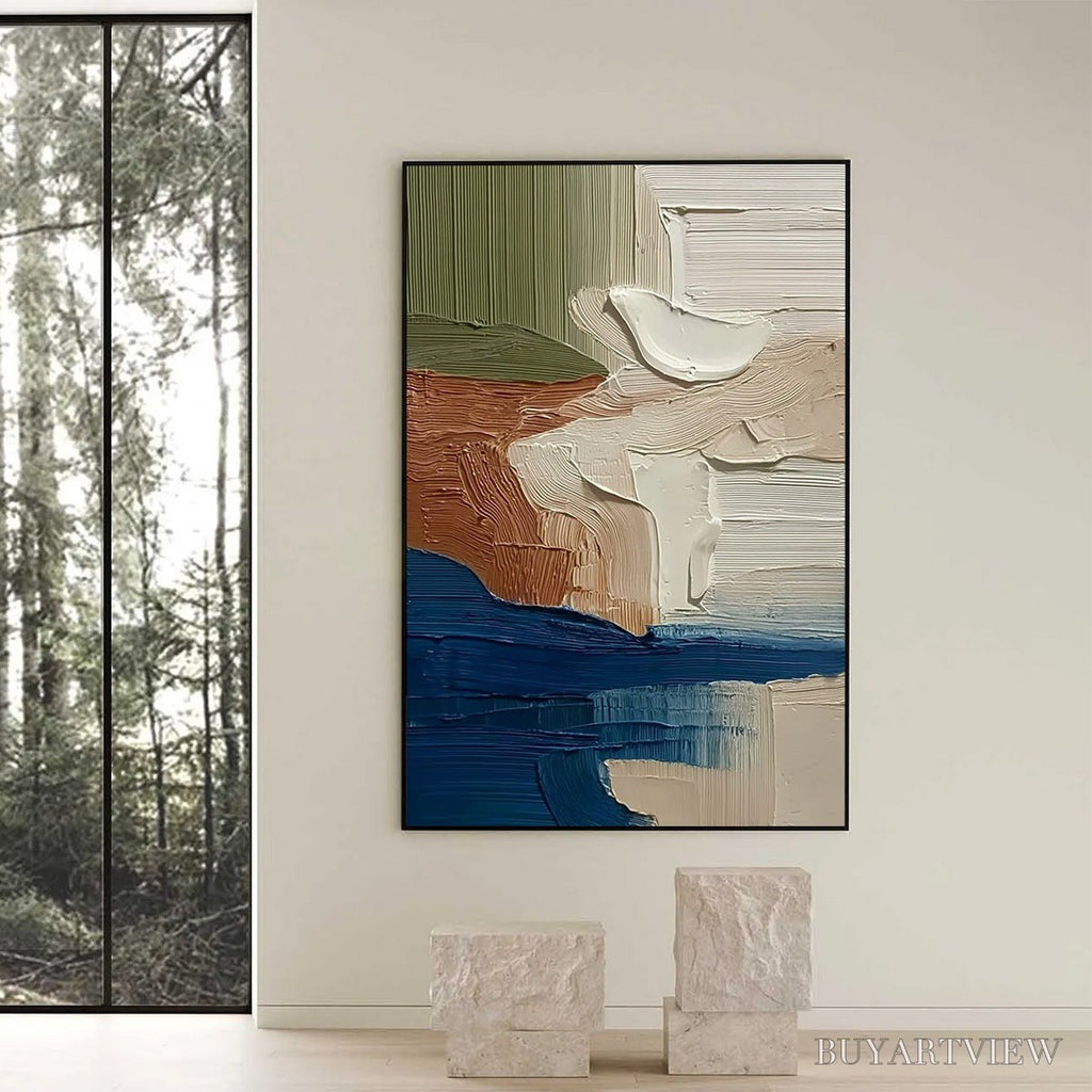 ARTOVITAS Coastal Strata – Textured Wabi Sabi Abstract Seascape Painting - image 6