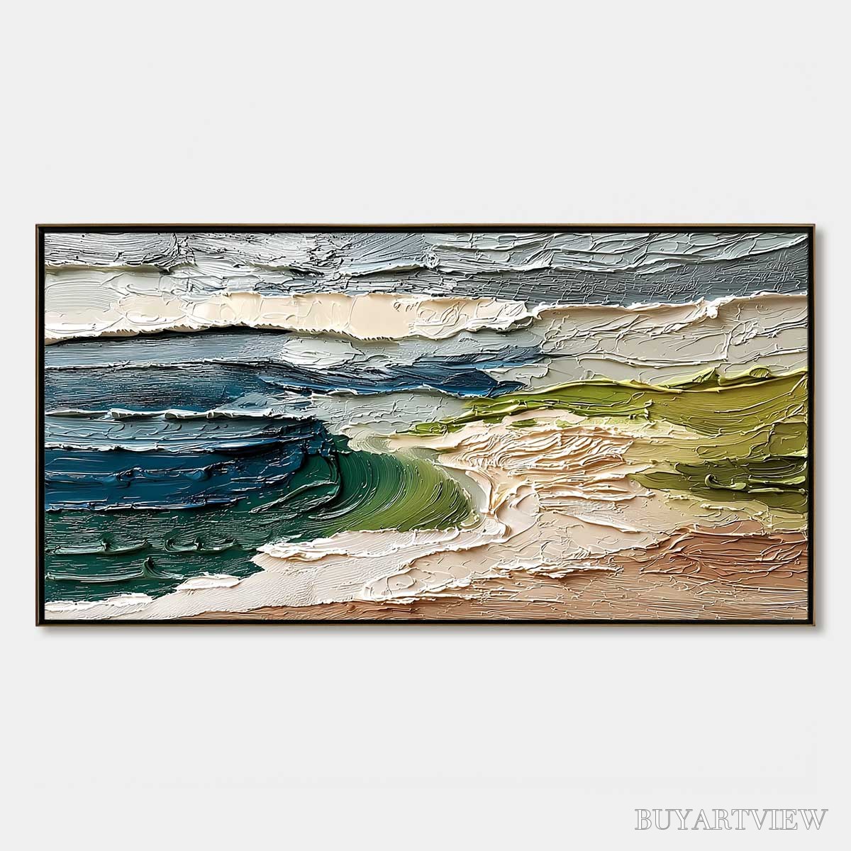 ARTOVITAS Coastal Embrace – Textured Wabi Sabi Seascape Impasto Painting - image 1
