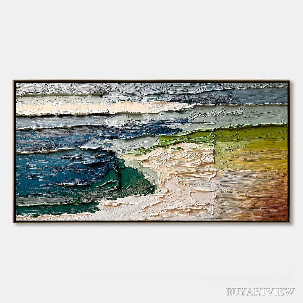 ARTOVITAS Terra'S Edge – Textured Wabi Sabi Coastal Abstract Painting - image 1