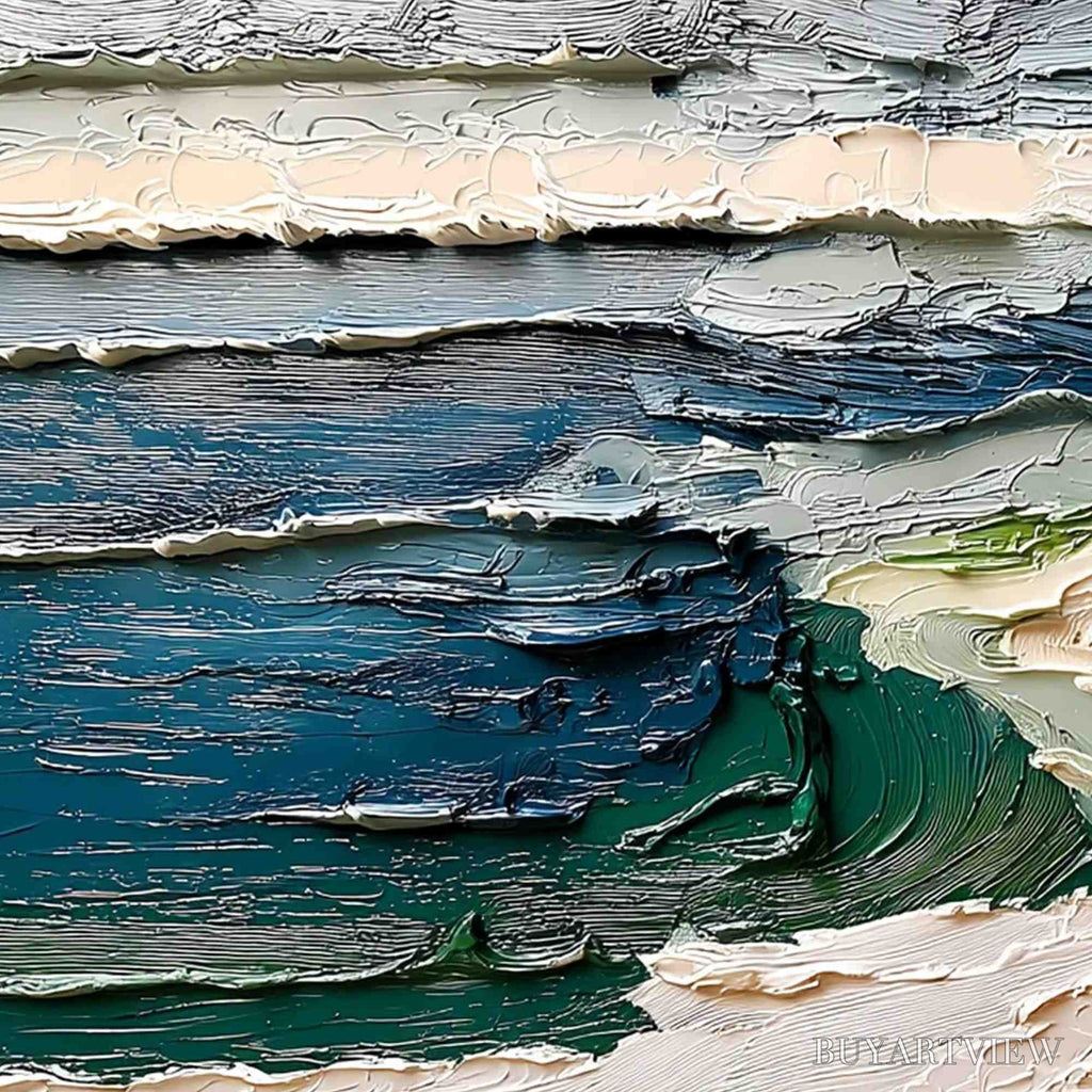 ARTOVITAS Terra'S Edge – Textured Wabi Sabi Coastal Abstract Painting - image 3