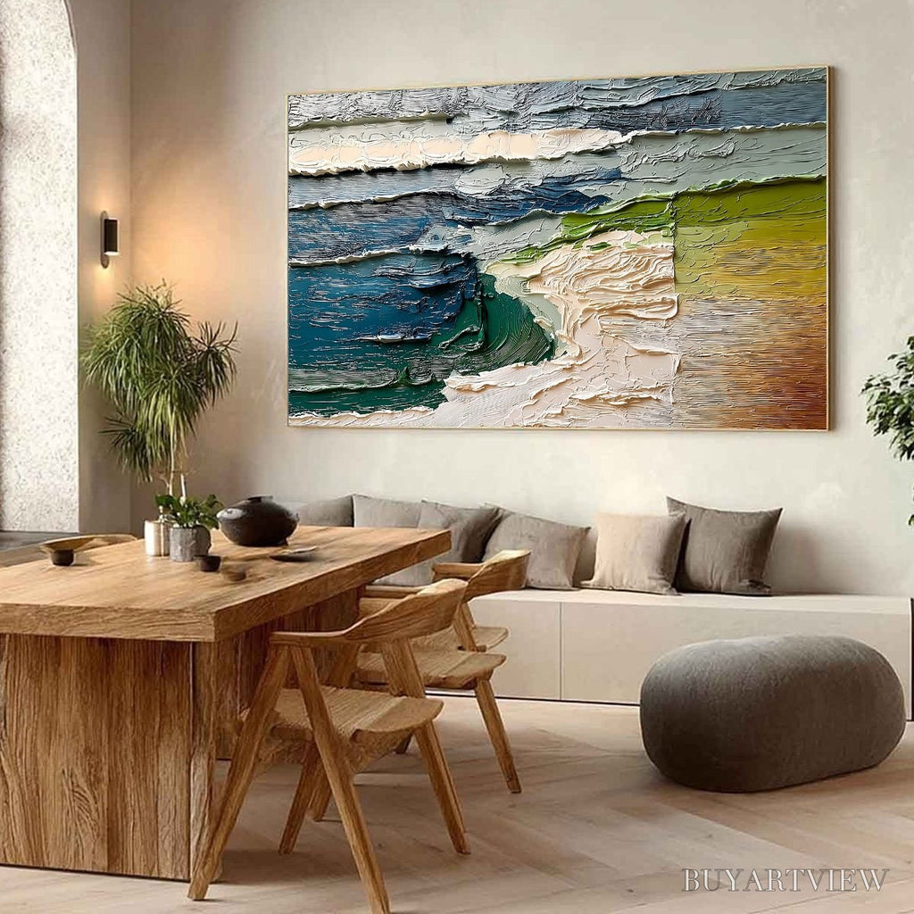 ARTOVITAS Terra'S Edge – Textured Wabi Sabi Coastal Abstract Painting - image 4