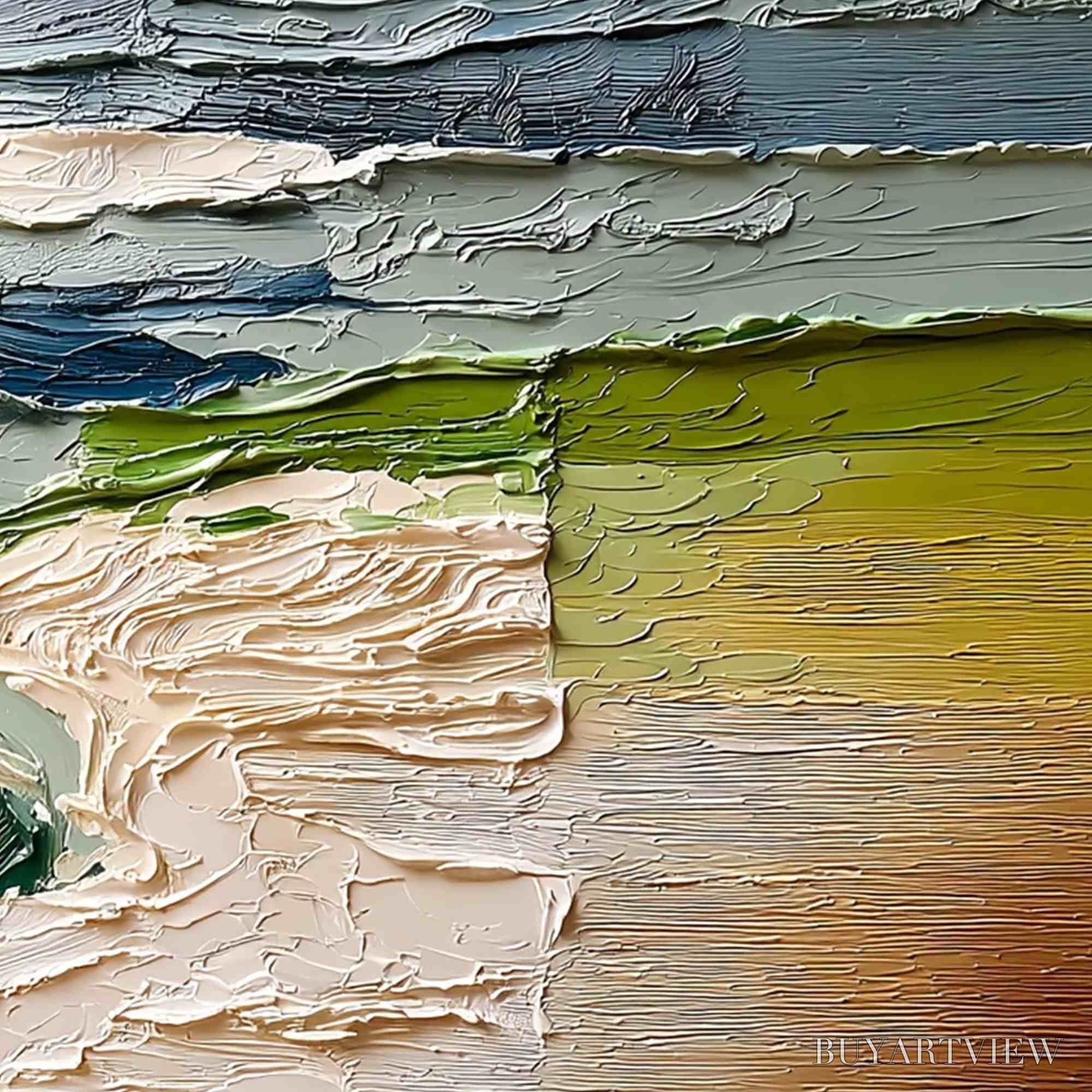 ARTOVITAS Terra'S Edge – Textured Wabi Sabi Coastal Abstract Painting - image 5