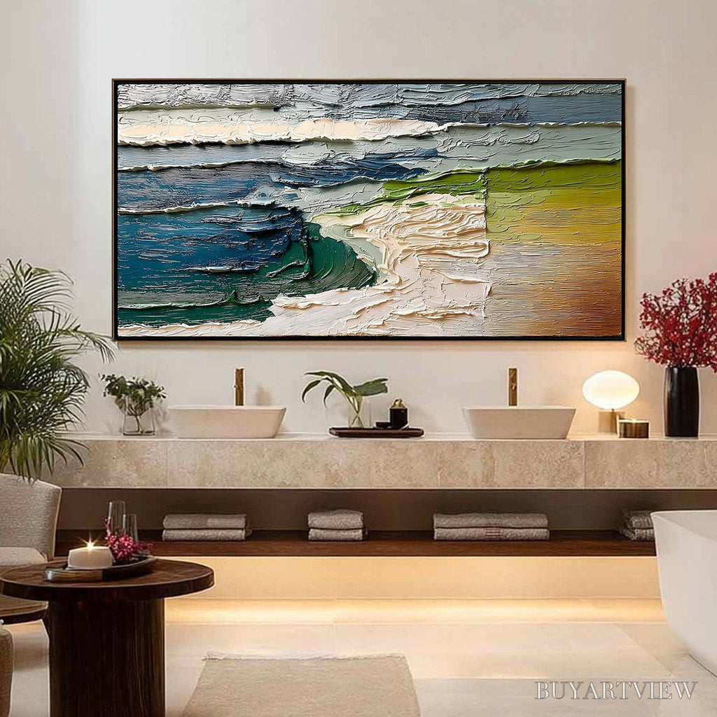 ARTOVITAS Terra'S Edge – Textured Wabi Sabi Coastal Abstract Painting - image 6