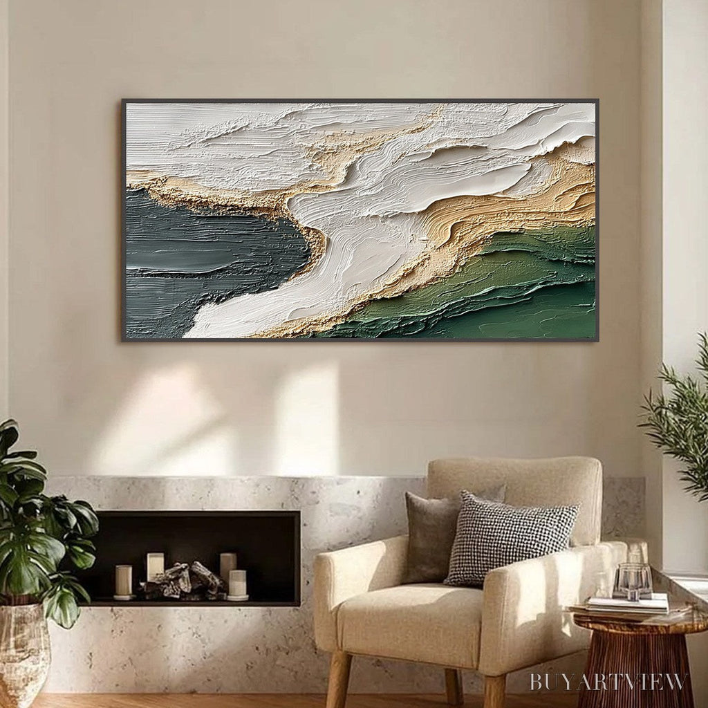 ARTOVITAS Earthen Tide – Large Textured Wabi Sabi Abstract Landscape Painting - image 2
