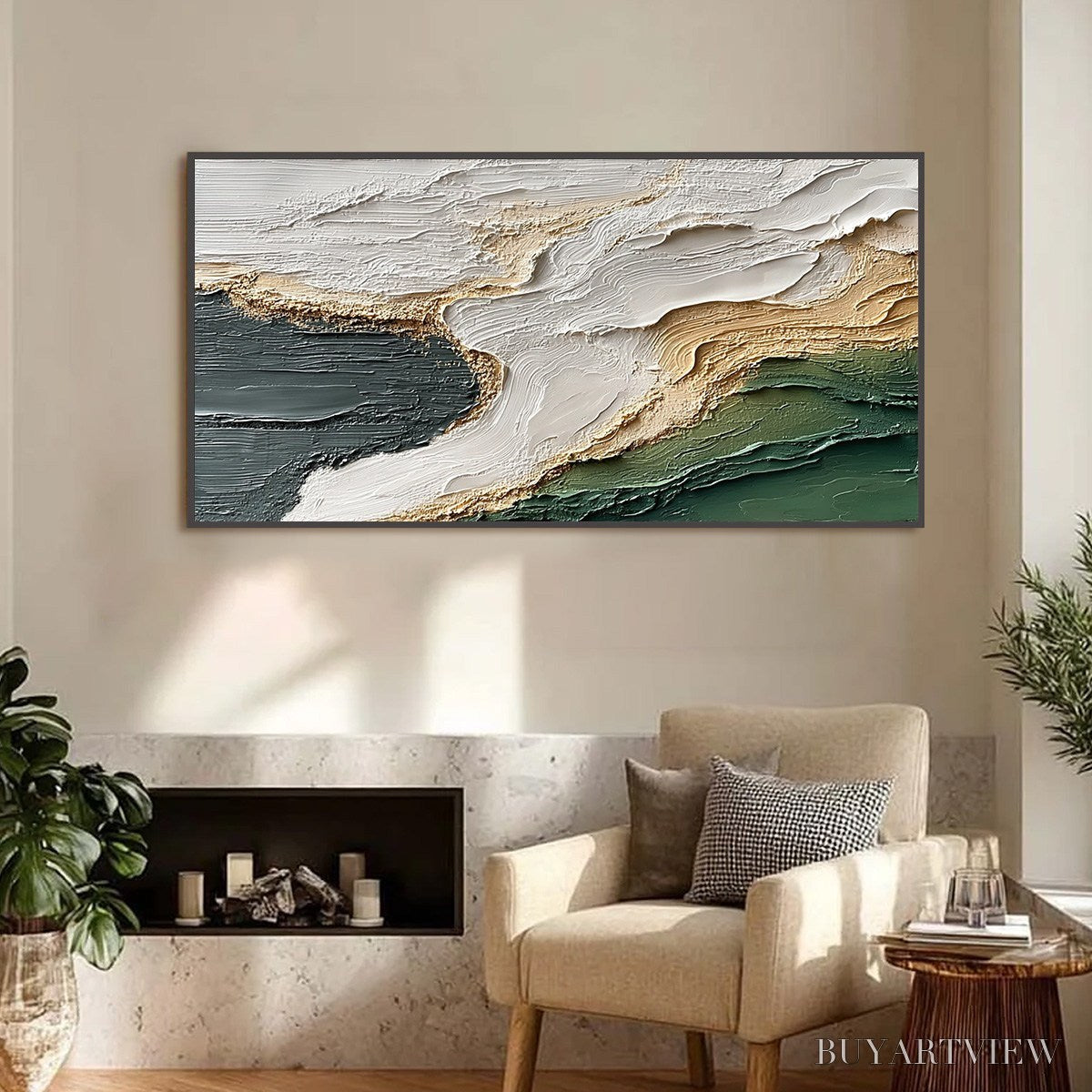 ARTOVITAS Earthen Tide – Large Textured Wabi Sabi Abstract Landscape Painting - image 2