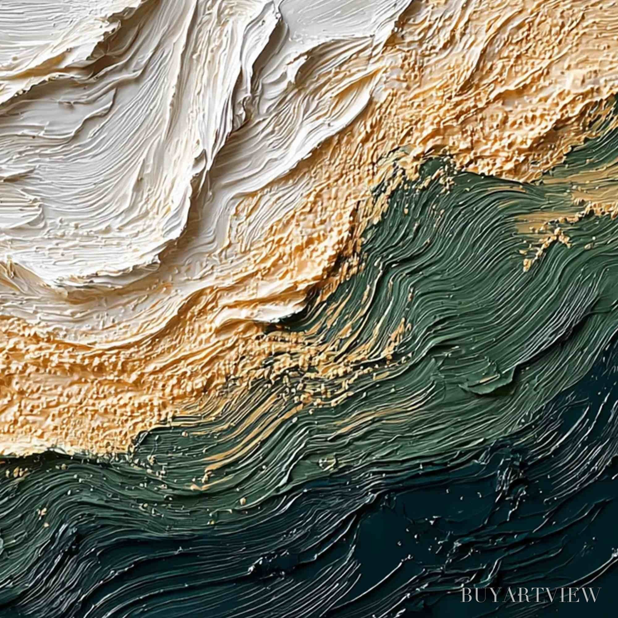 ARTOVITAS Emerald Shoreline – Large Textured Abstract Wabi Sabi - image 5