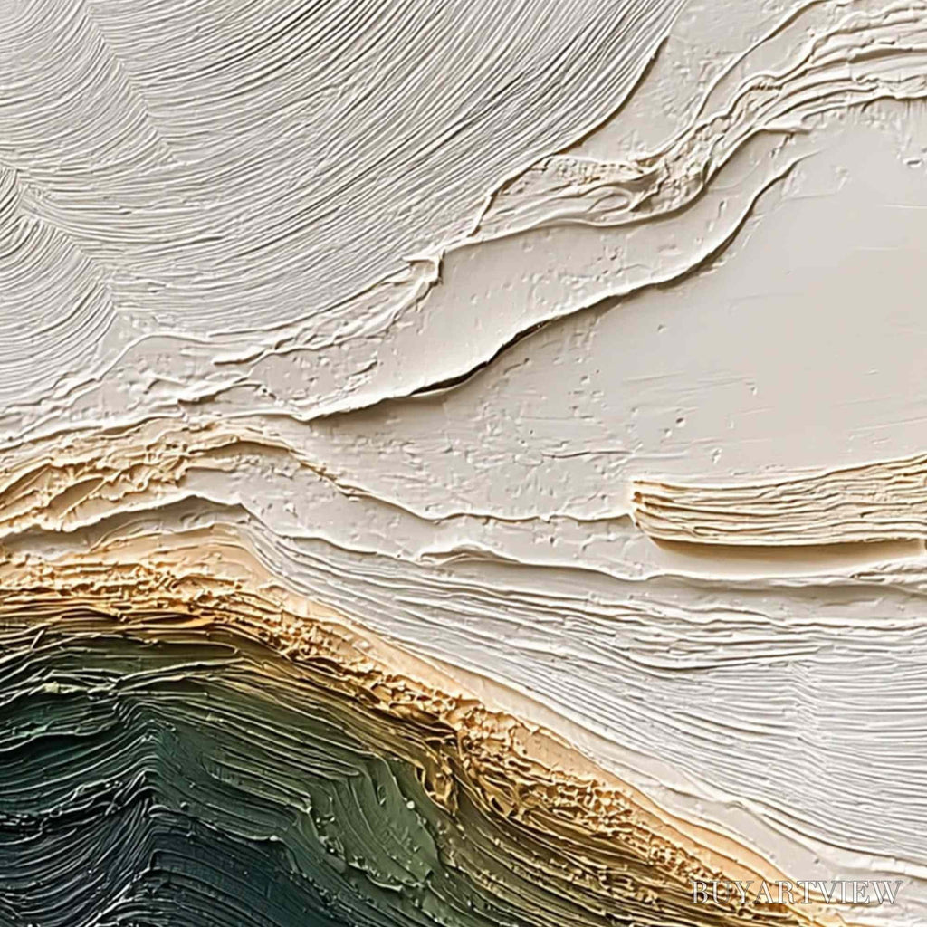 ARTOVITAS Verdant Coast – Wabi Sabi Style Textured Abstract Landscape Painting - image 5