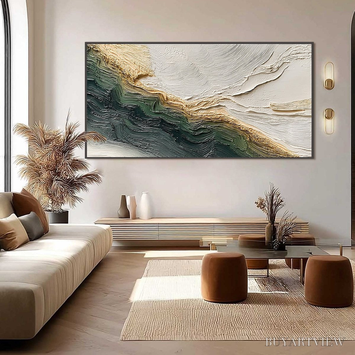 ARTOVITAS Verdant Coast – Wabi Sabi Style Textured Abstract Landscape Painting - image 6