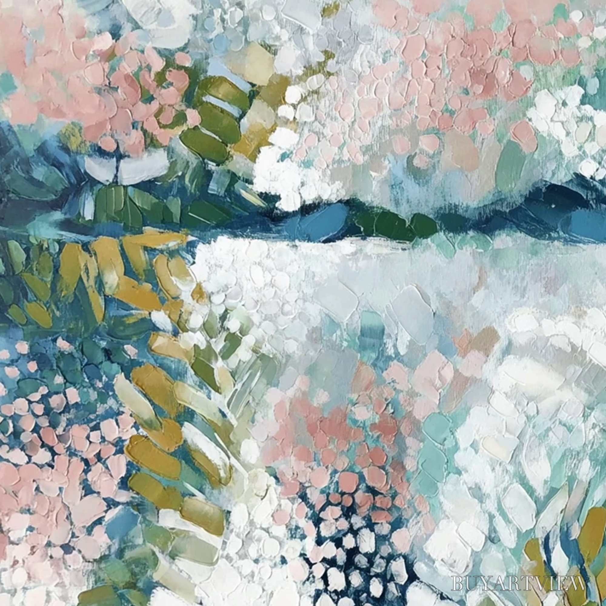 ARTOVITAS River of Petals – Textured Abstract Floral Landscape Painting - image 3