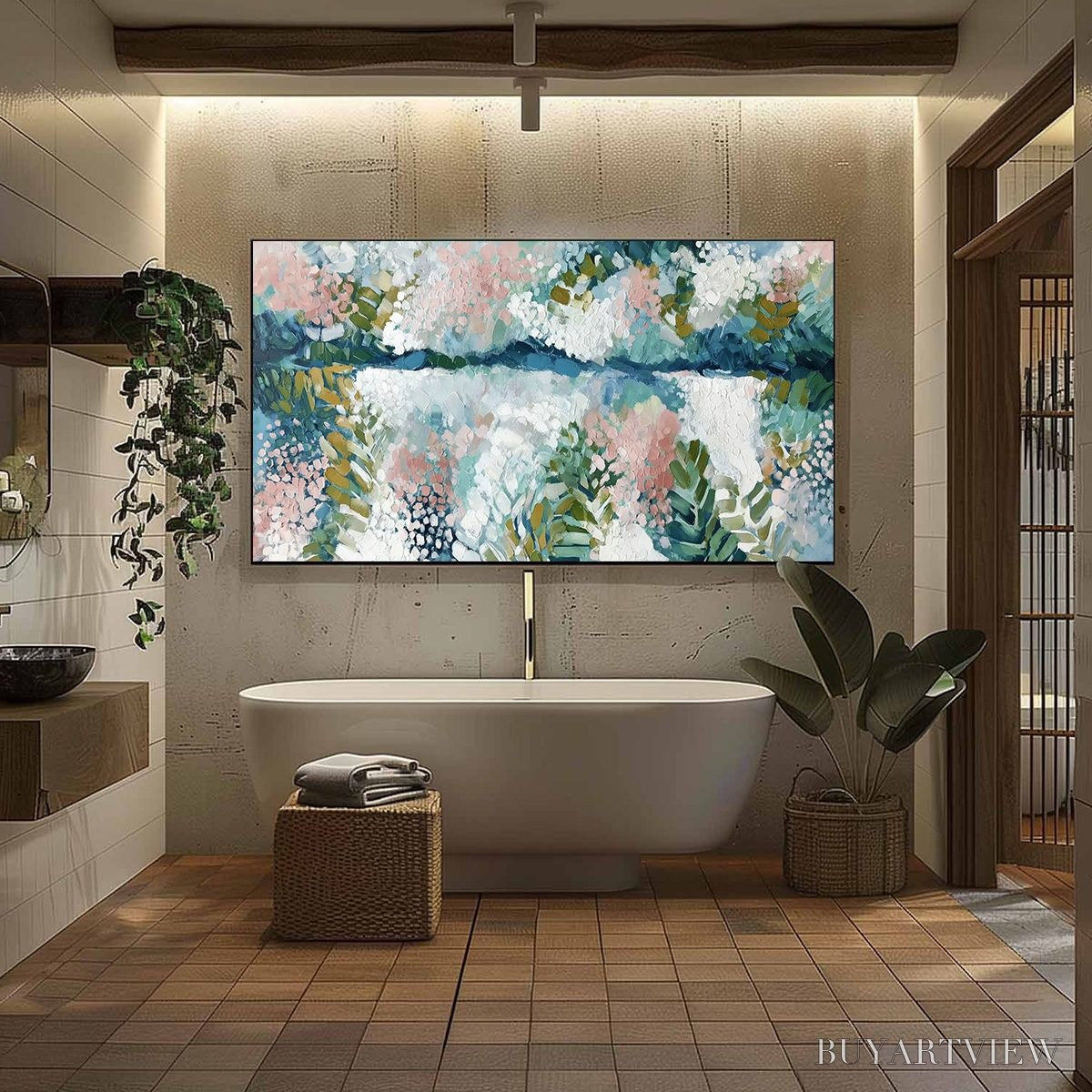 ARTOVITAS River of Petals – Textured Abstract Floral Landscape Painting - image 6