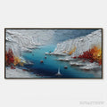 ARTOVITAS Crimson Fjord – Heavily Textured Palette Knife Coastal Landscape Painting - image 1