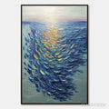 ARTOVITAS Golden Tide – Textured Impasto Painting of a School of Fish - image 1