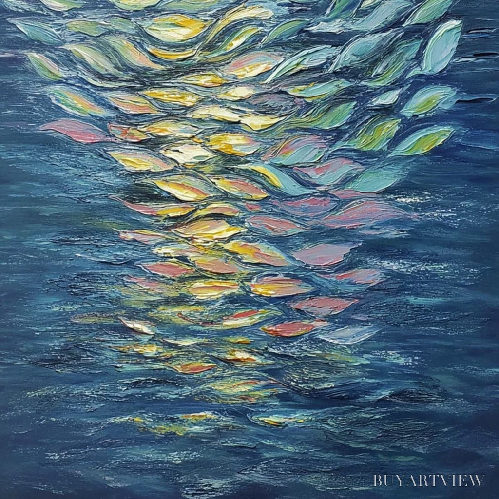 ARTOVITAS Ethereal Flow – Textured Abstract Seascape Oil Painting - image 5