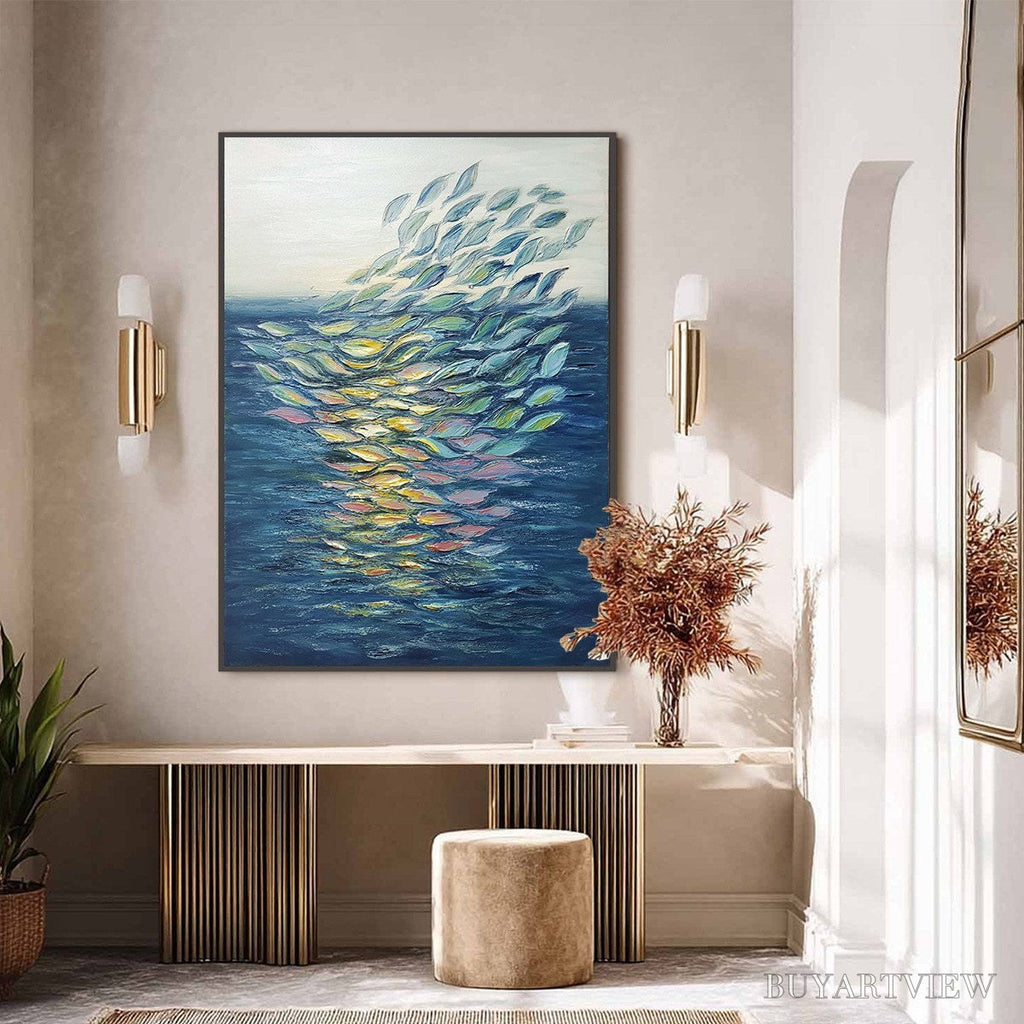 ARTOVITAS Ethereal Flow – Textured Abstract Seascape Oil Painting - image 6