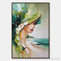 ARTOVITAS Coastal Muse – Textured Impasto Portrait Painting of a Woman by the Sea - image 1