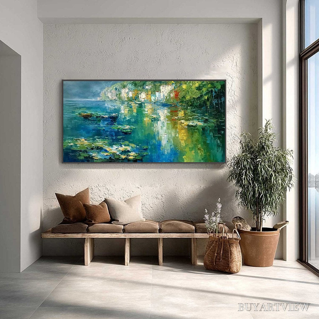 ARTOVITAS Amalfi Reflections – Textured Impasto Painting of Italian Coast Reflections - image 2