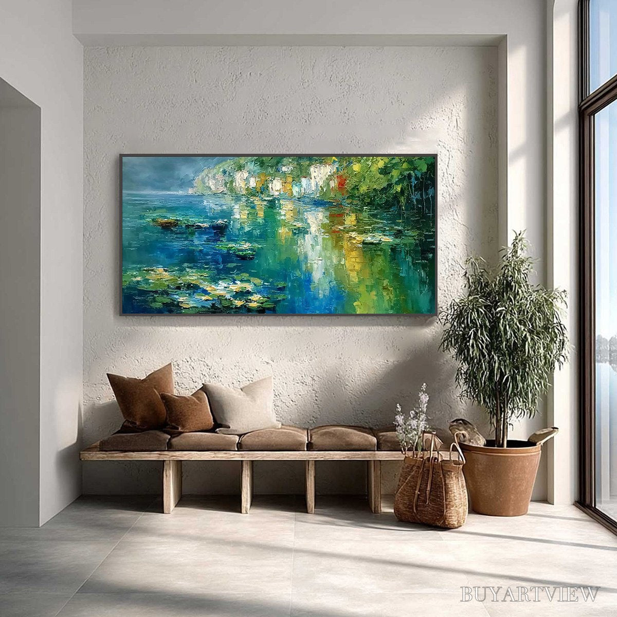 ARTOVITAS Amalfi Reflections – Textured Impasto Painting of Italian Coast Reflections - image 2