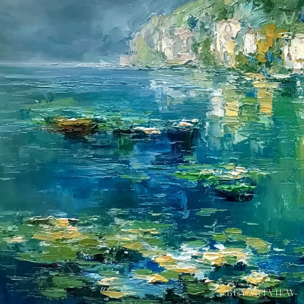 ARTOVITAS Amalfi Reflections – Textured Impasto Painting of Italian Coast Reflections - image 3