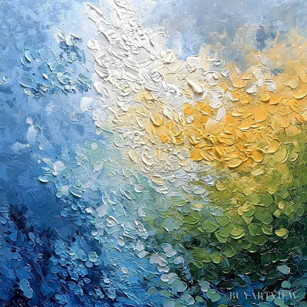 ARTOVITAS Avalon – Vertical Textured Abstract Seascape Oil Painting - image 3