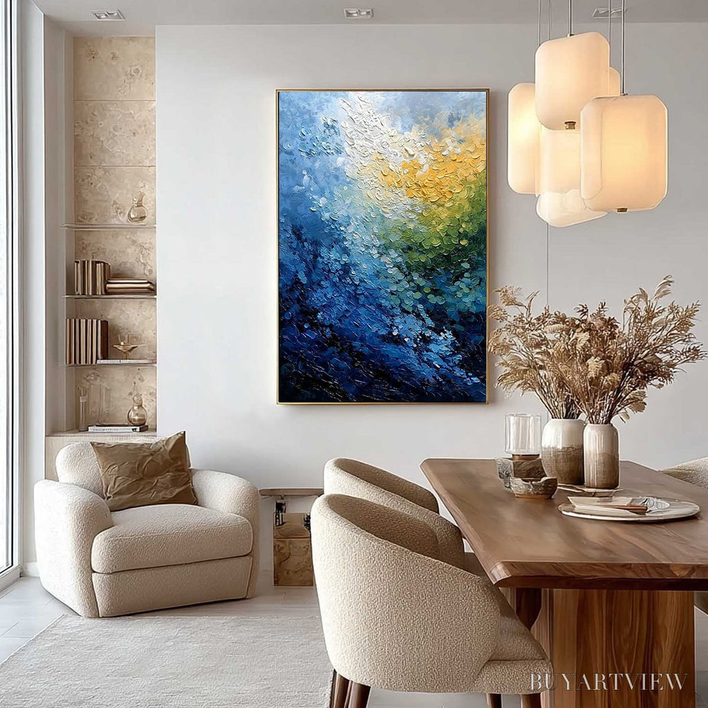 ARTOVITAS Avalon – Vertical Textured Abstract Seascape Oil Painting - image 4