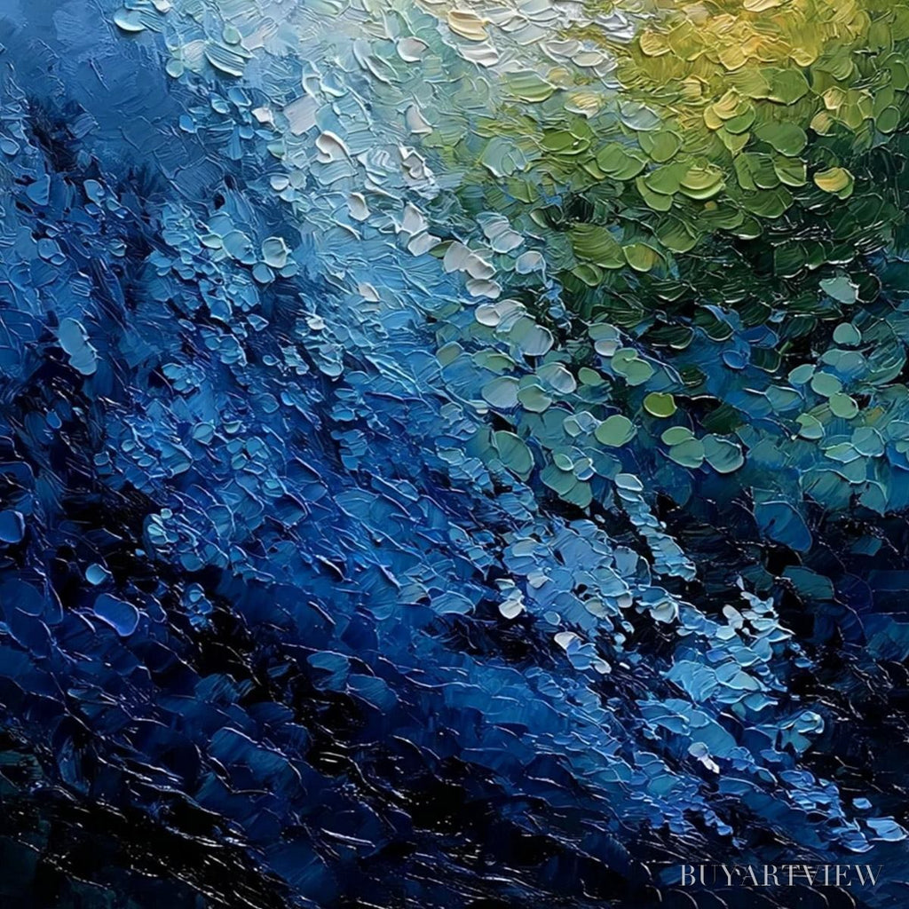 ARTOVITAS Avalon – Vertical Textured Abstract Seascape Oil Painting - image 5