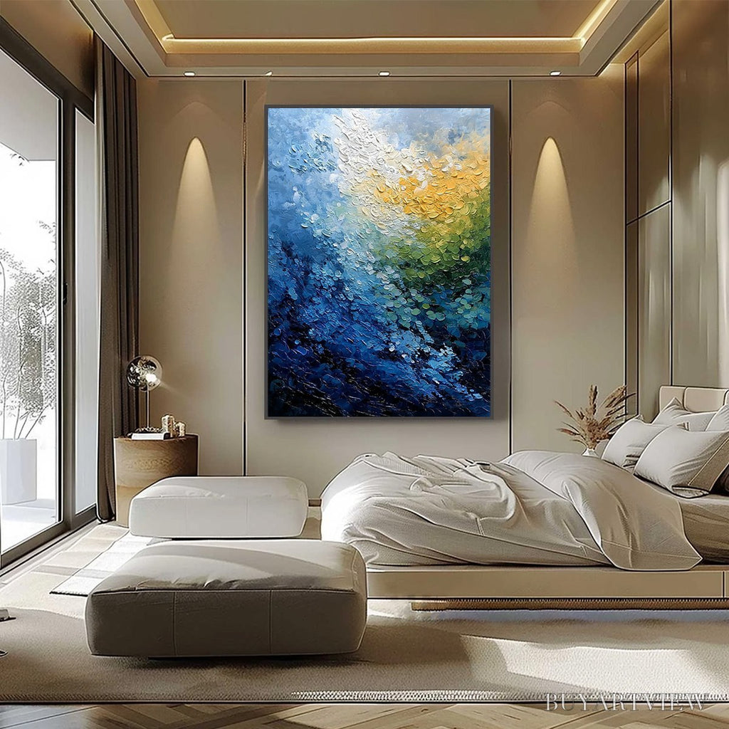 ARTOVITAS Avalon – Vertical Textured Abstract Seascape Oil Painting - image 6