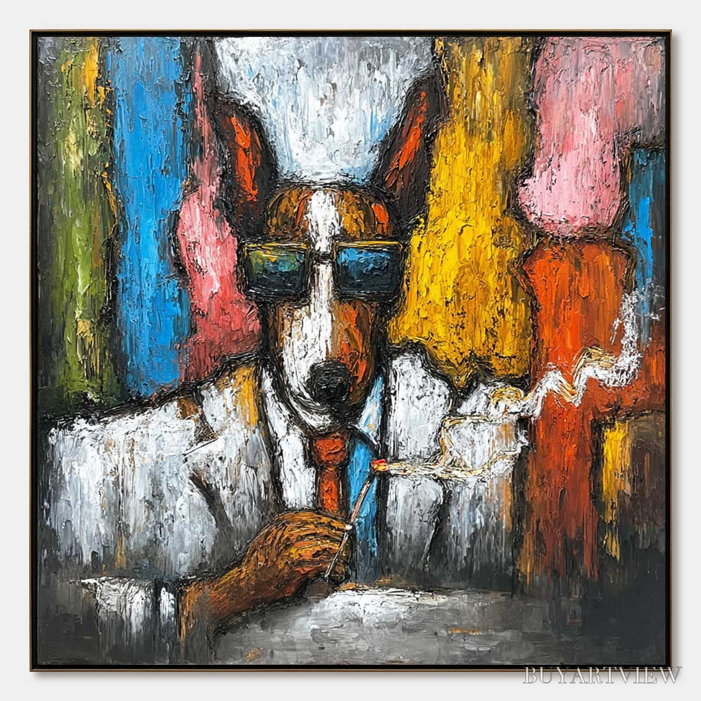 ARTOVITAS the Boss – Colorful Impasto Dog Portrait Painting - image 1