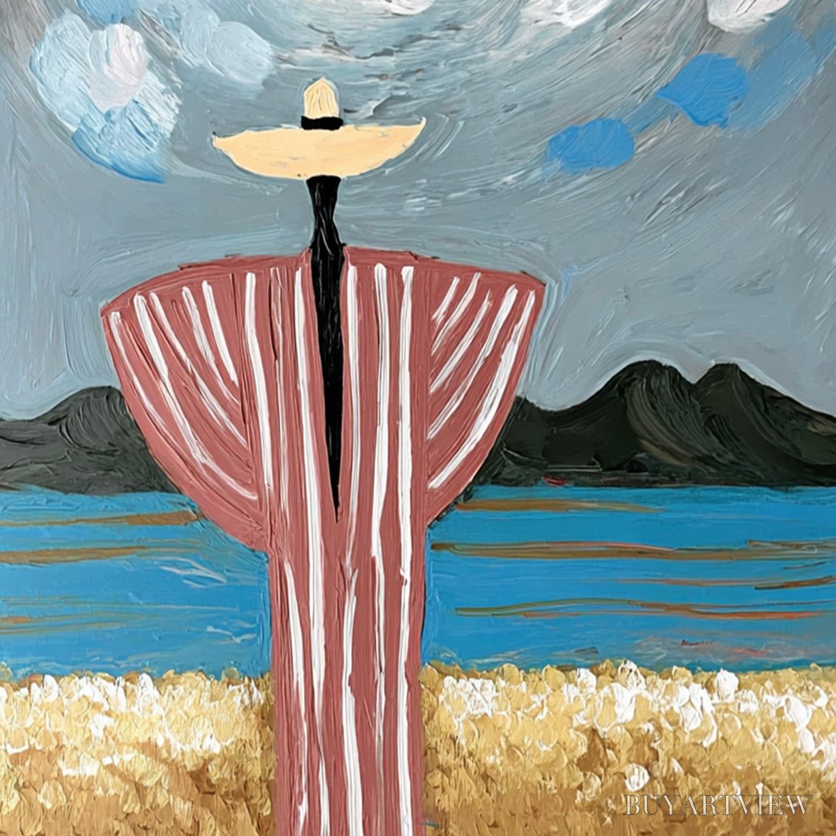 ARTOVITAS Coastal Reverie – Expressive Figurative Beach Landscape Painting - image 3