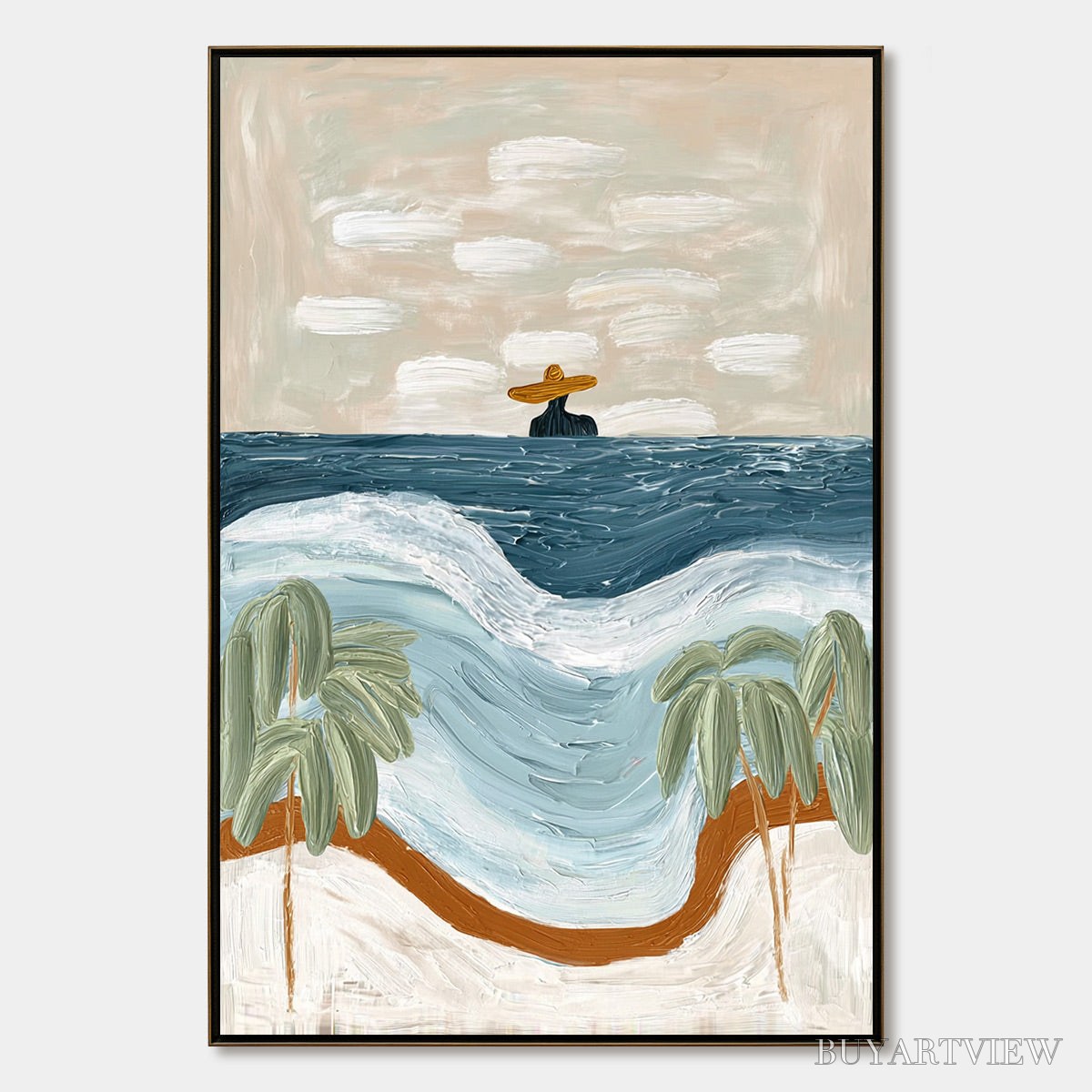 ARTOVITAS Coastal Reverie – Textured Wabi Sabi Style Beach & Sea Painting - image 1