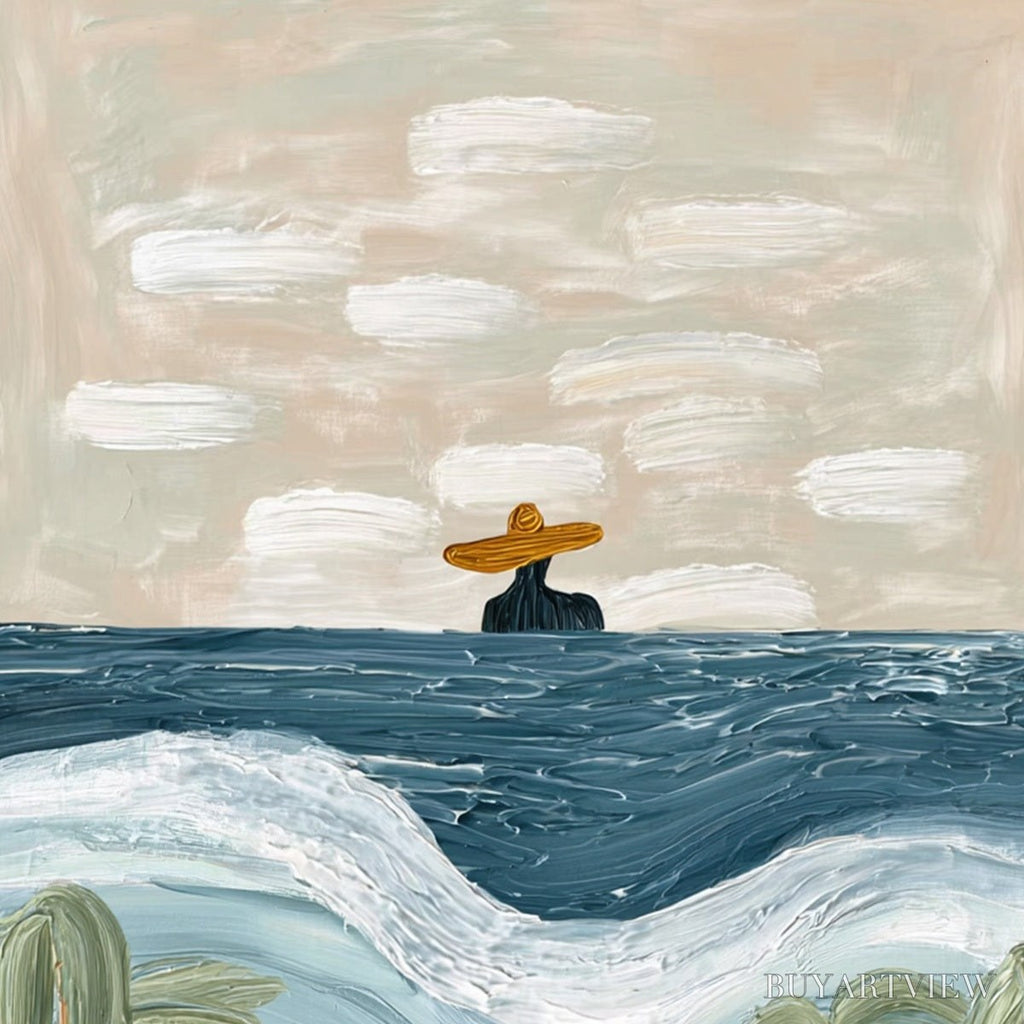 ARTOVITAS Coastal Reverie – Textured Wabi Sabi Style Beach & Sea Painting - image 3