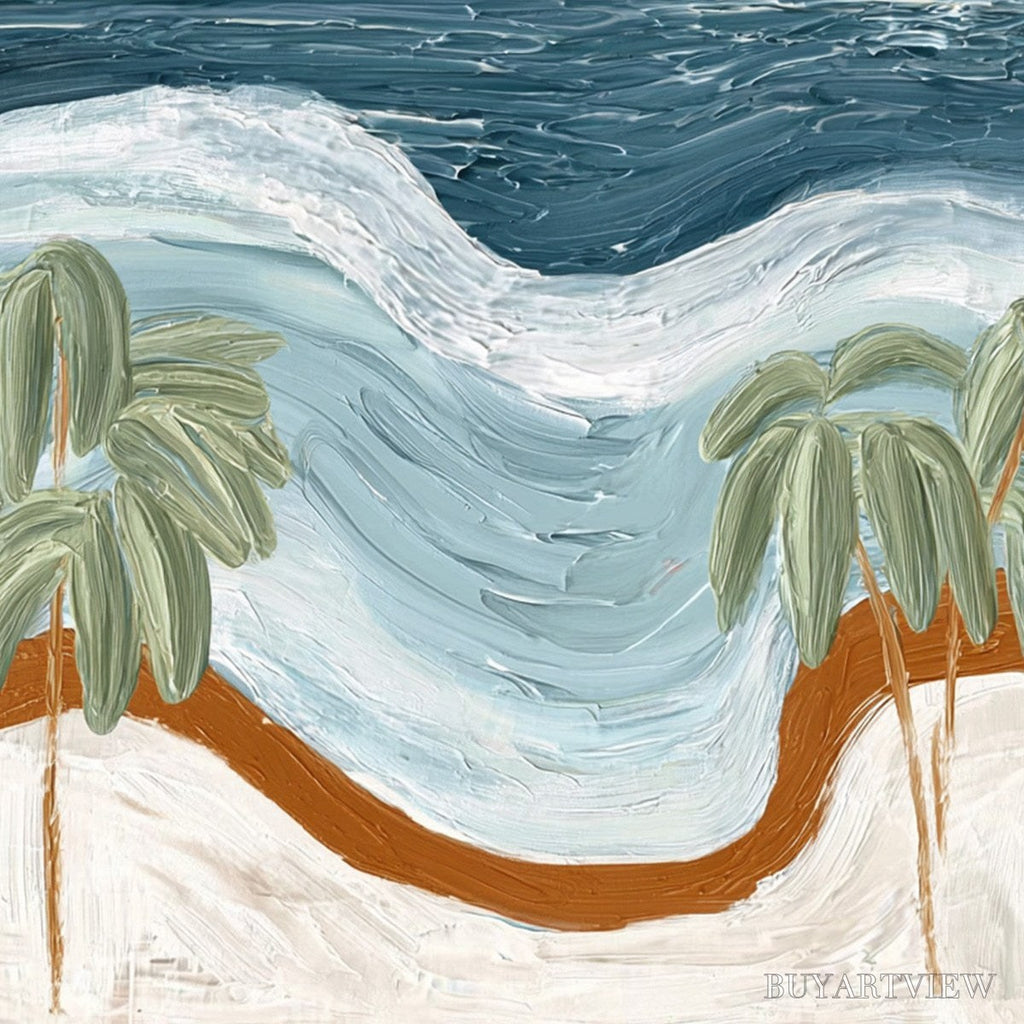 ARTOVITAS Coastal Reverie – Textured Wabi Sabi Style Beach & Sea Painting - image 5