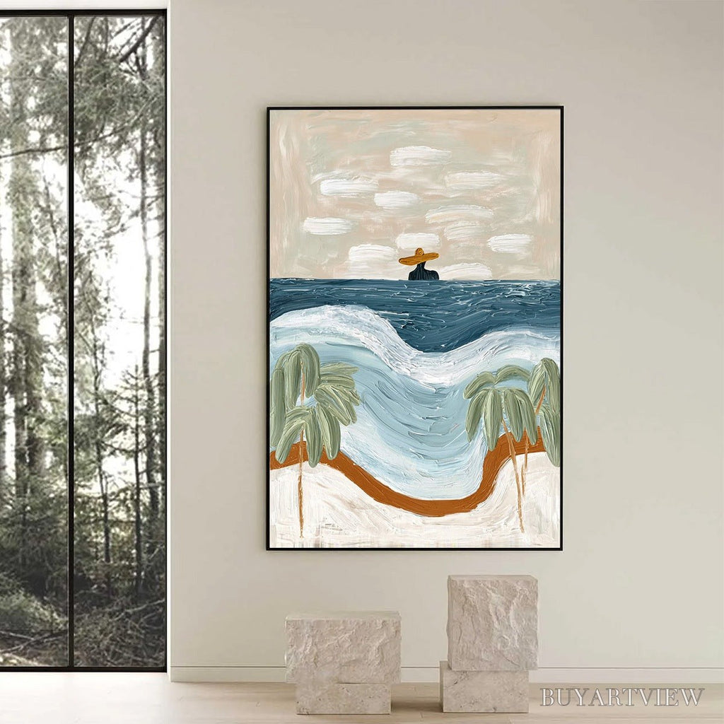ARTOVITAS Coastal Reverie – Textured Wabi Sabi Style Beach & Sea Painting - image 6