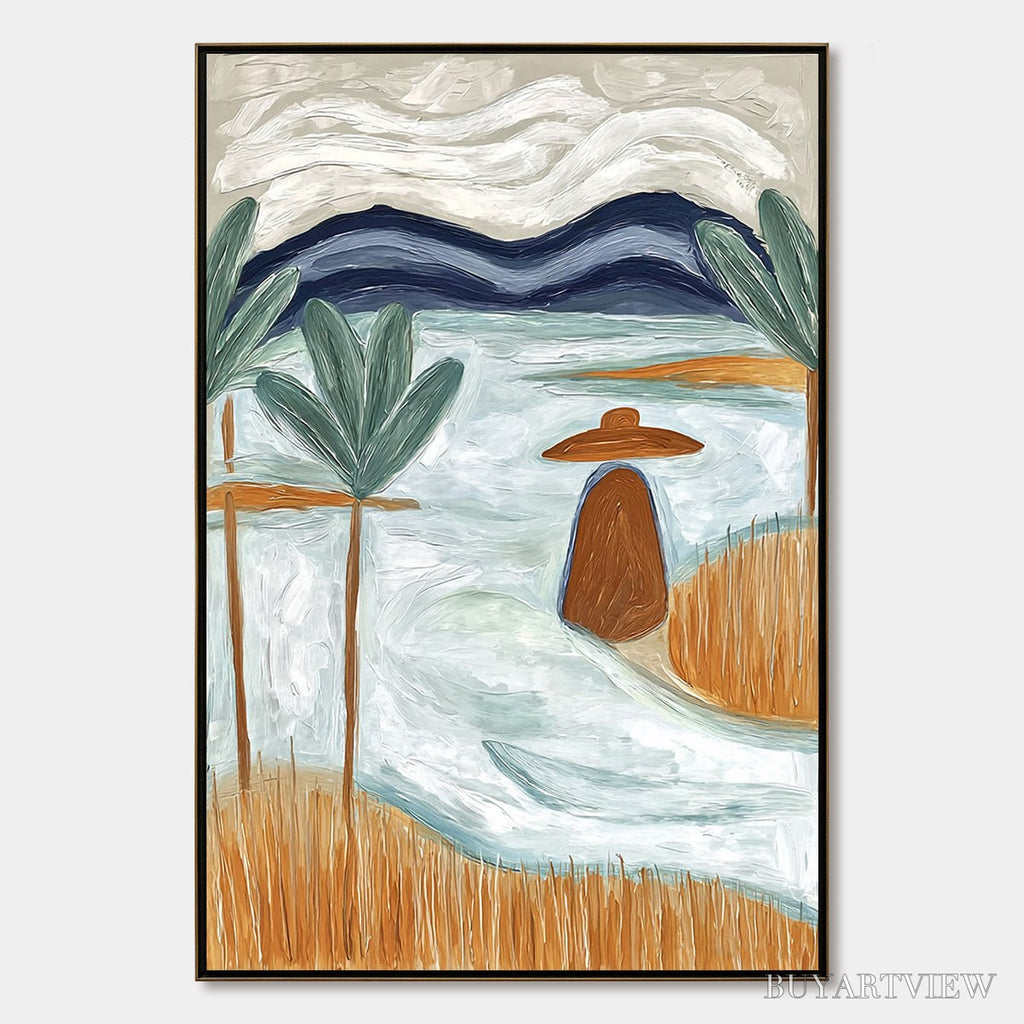 ARTOVITAS Coastal Reverie Textured Seascape Abstract Painting On Canvas - image 1