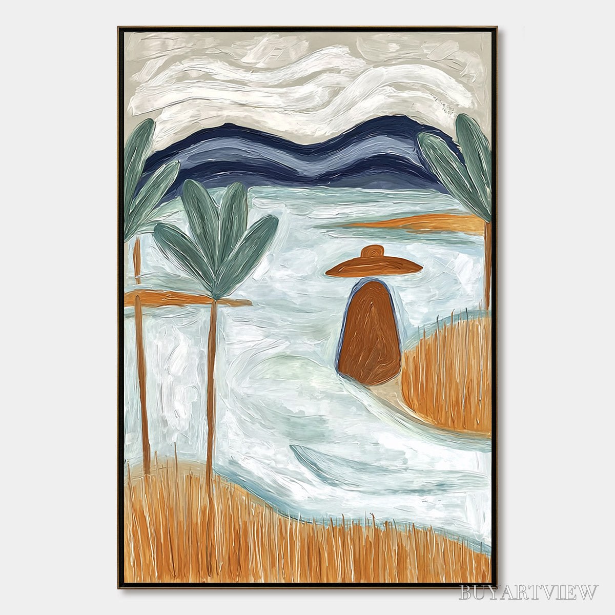 ARTOVITAS Coastal Reverie Textured Seascape Abstract Painting On Canvas - image 1