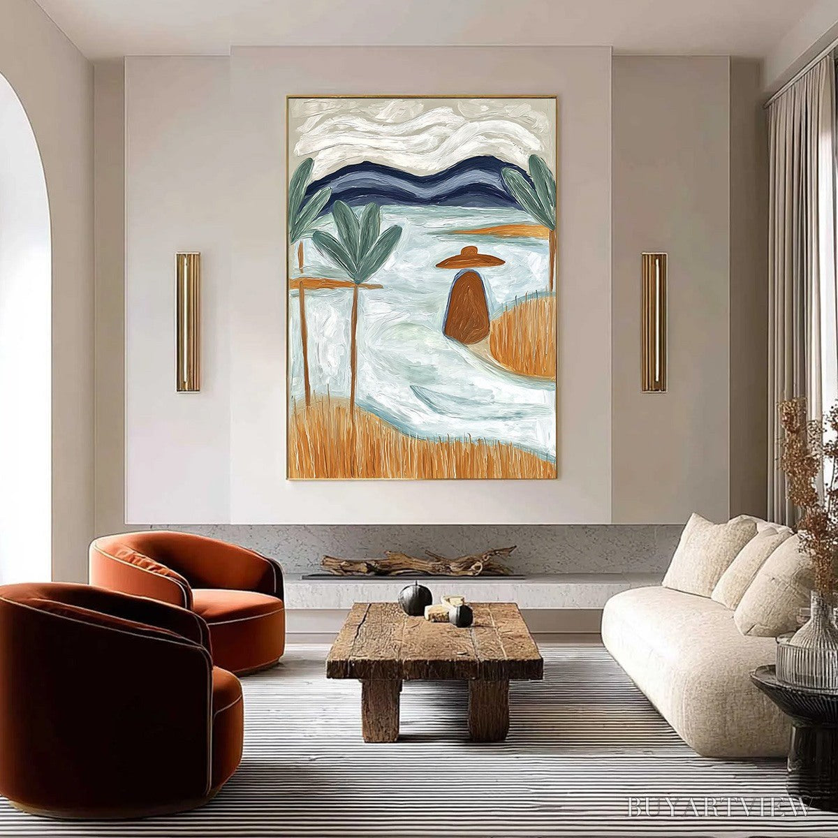 ARTOVITAS Coastal Reverie Textured Seascape Abstract Painting On Canvas - image 2