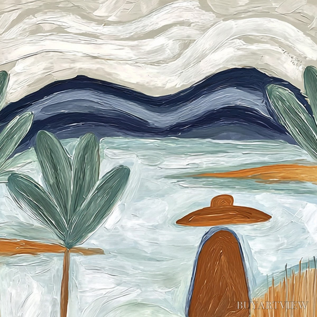 ARTOVITAS Coastal Reverie Textured Seascape Abstract Painting On Canvas - image 3