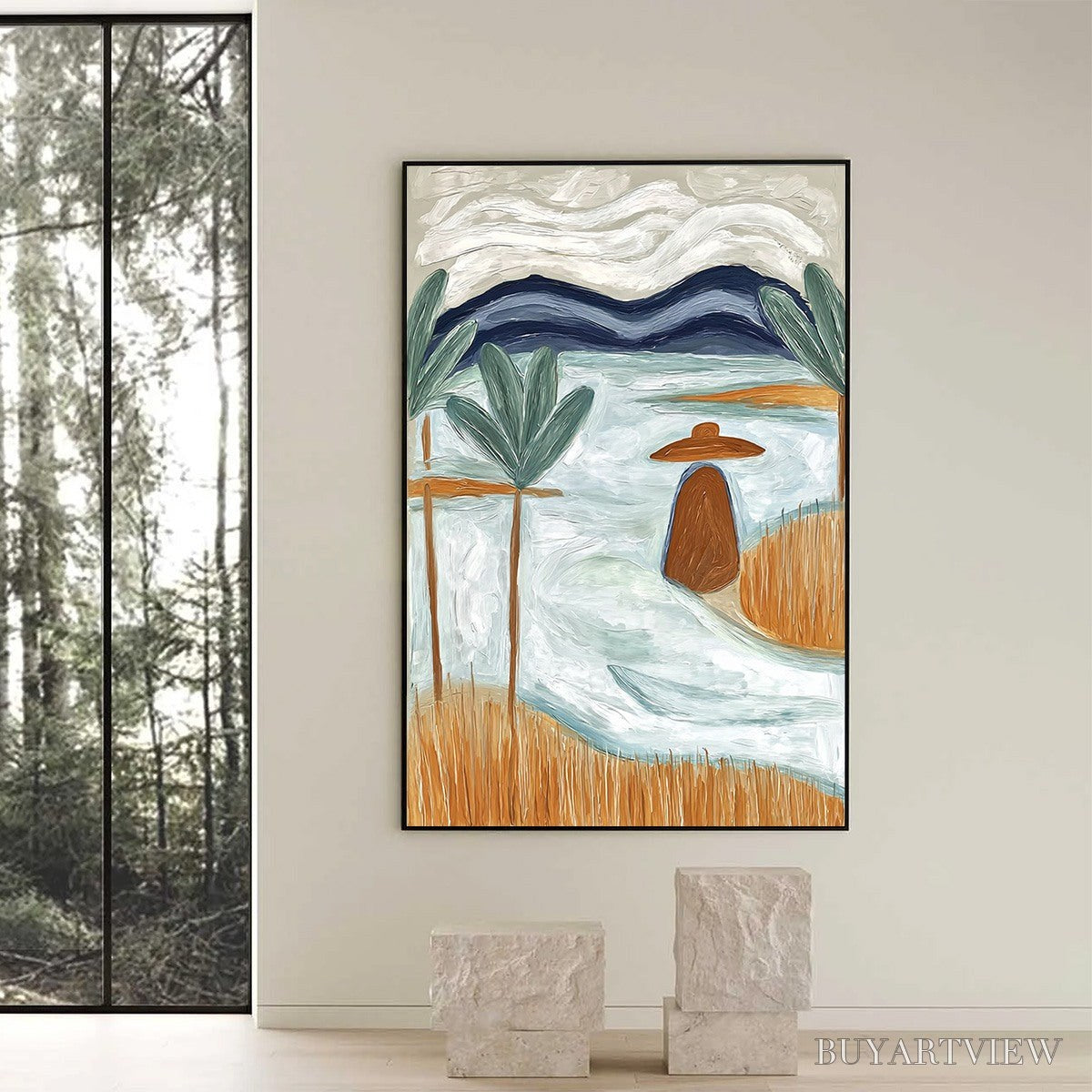 ARTOVITAS Coastal Reverie Textured Seascape Abstract Painting On Canvas - image 6