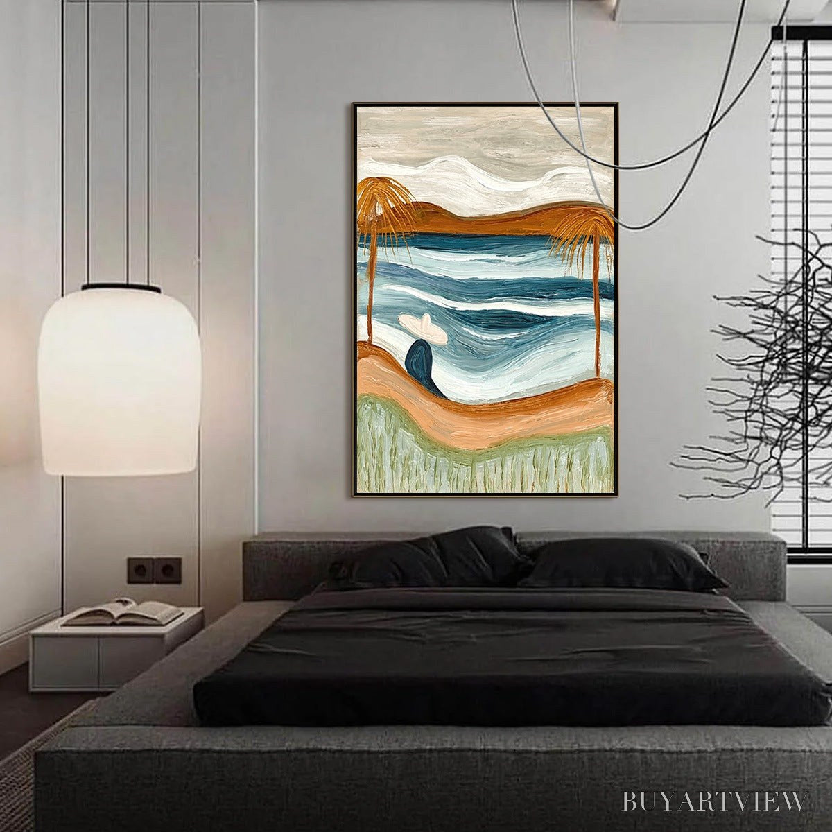 ARTOVITAS Ocean Reverie – Textured Wabi Sabi Style Coastal Landscape Painting - image 4