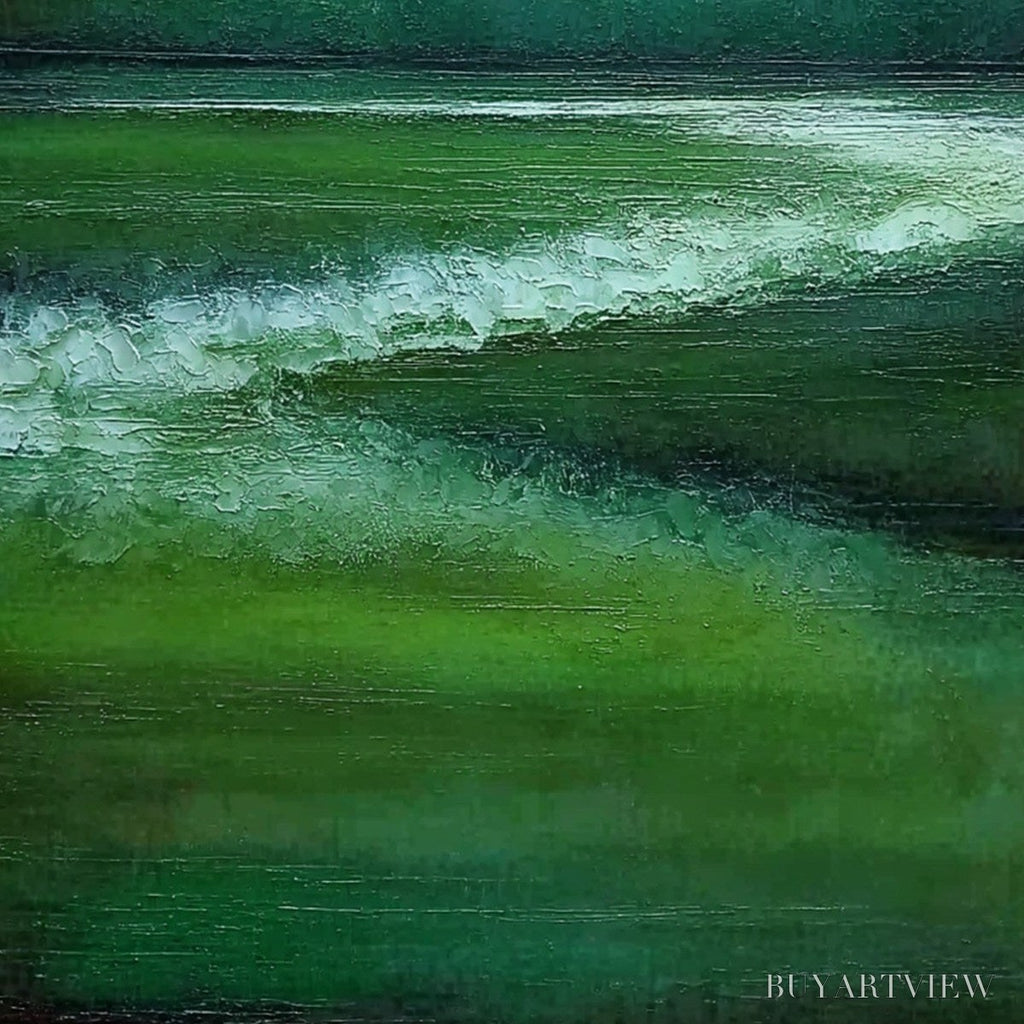 ARTOVITAS Emerald Tide – Textured Wabi Sabi Abstract Seascape Painting - image 3