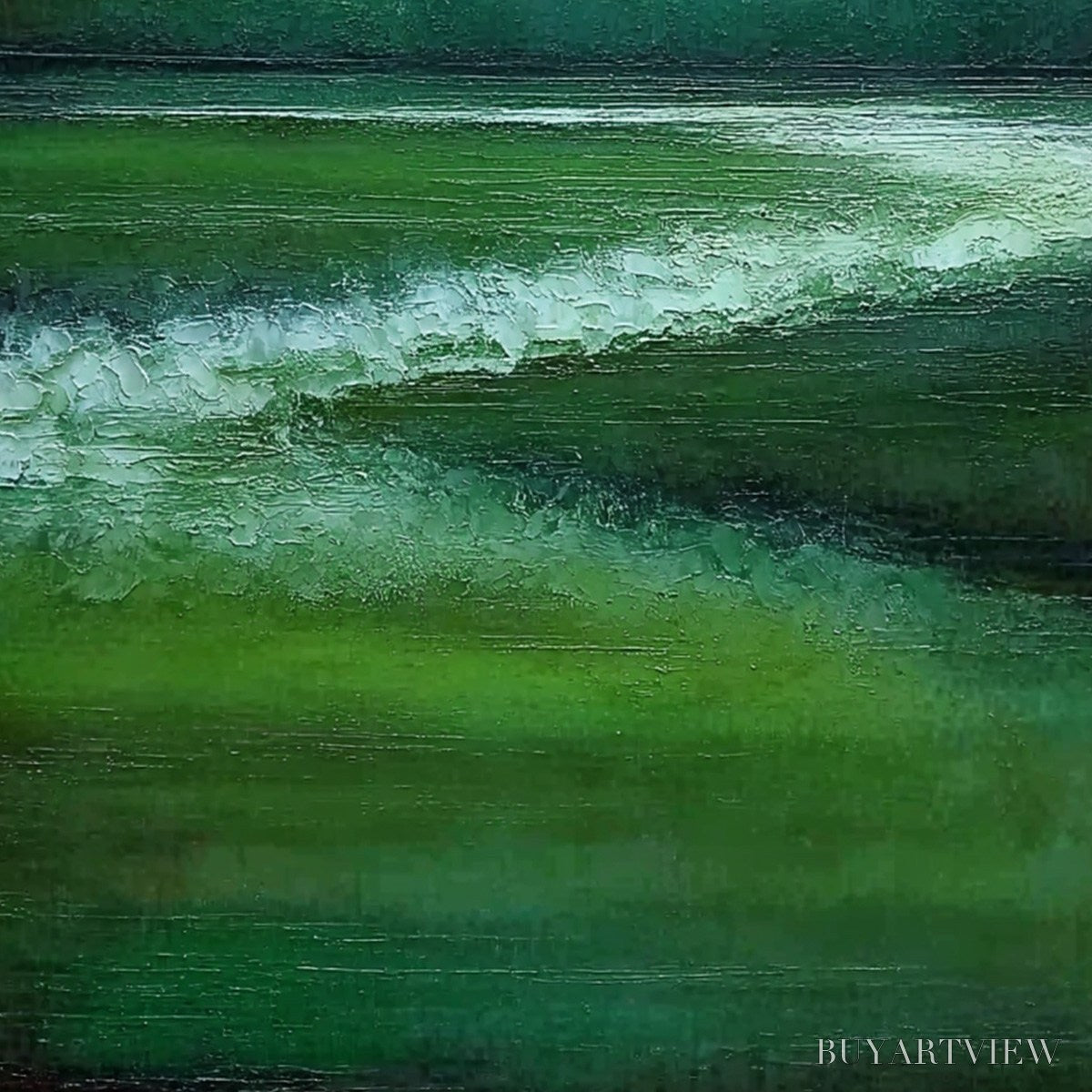 ARTOVITAS Emerald Tide – Textured Wabi Sabi Abstract Seascape Painting - image 3